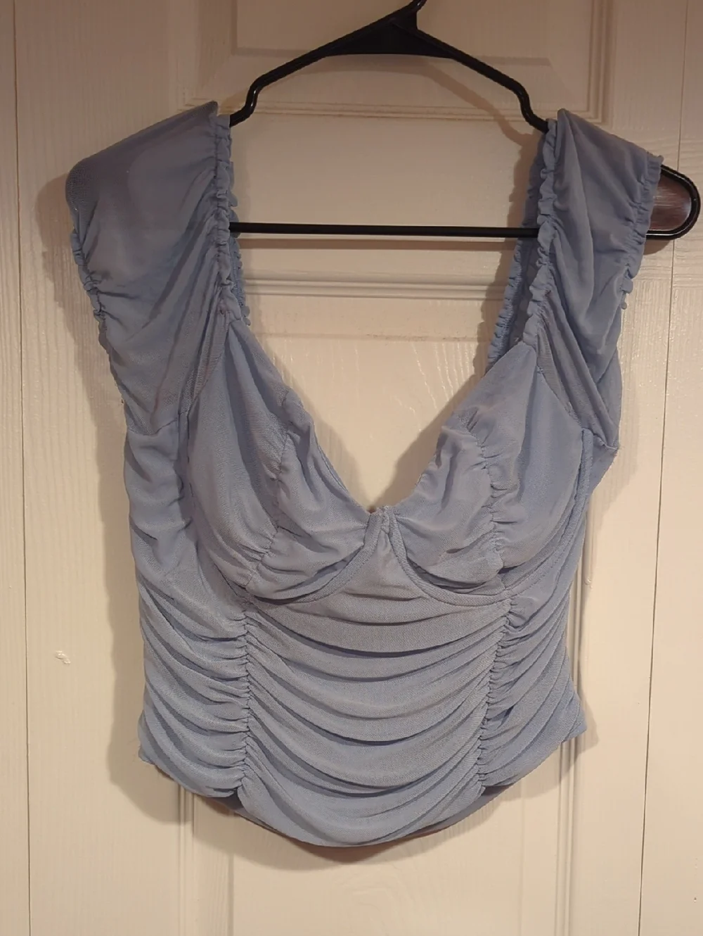 Light Blue Ruched Bustier Top - Picture 2 of 5